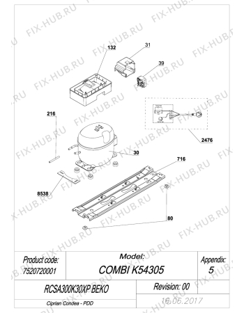 Схема №5 RCSA300K30XP (7520720001) с изображением Дверца для холодильника Beko 4640130400